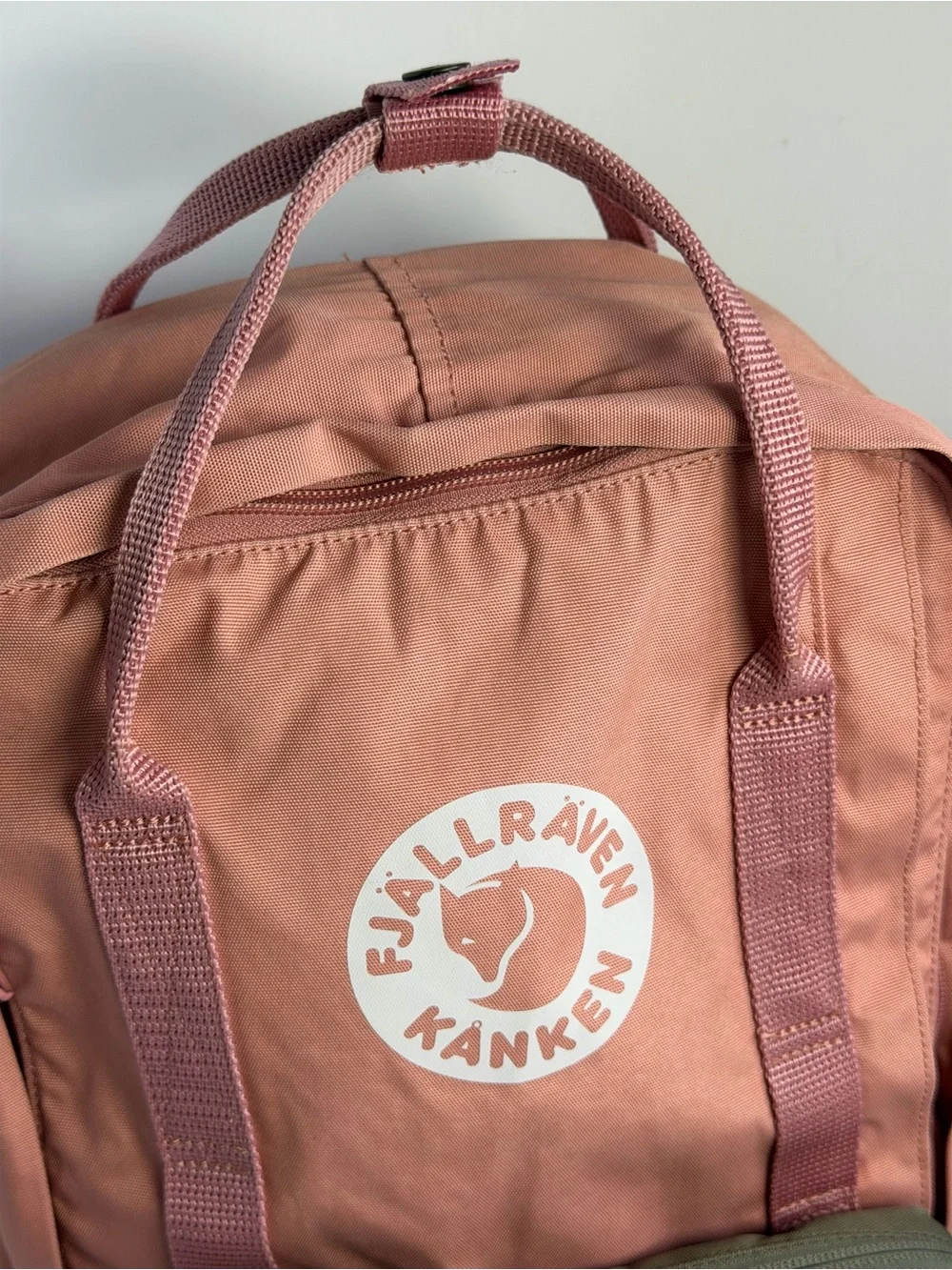 2-in-1 Pink Fjällräven Tree-Kånken Backpack with Green Front Small Bag